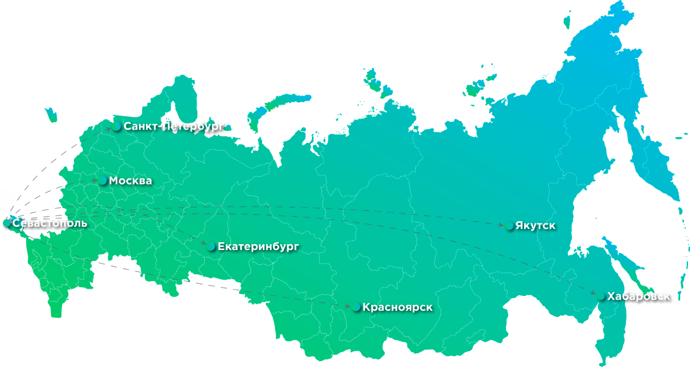 Карта России с основными направлениями работы